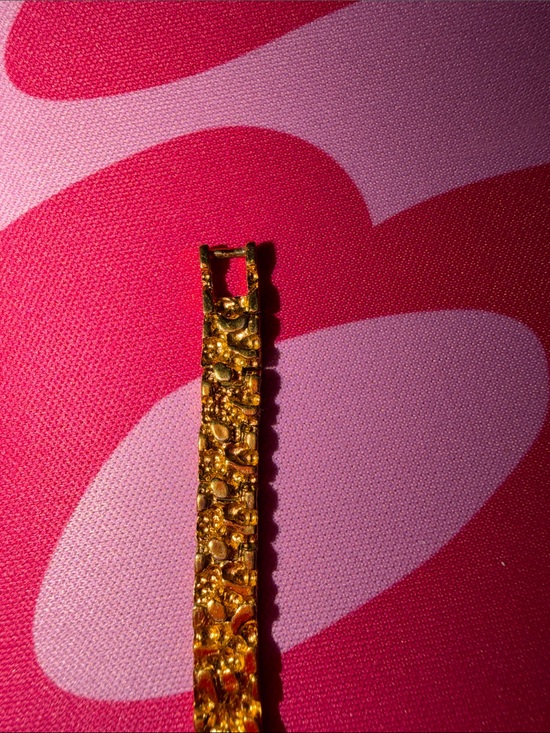 Vintage Elgin Ladies Goldtone Nugget Diamond Accent Quartz Watch GUC 6.5” long main image 7